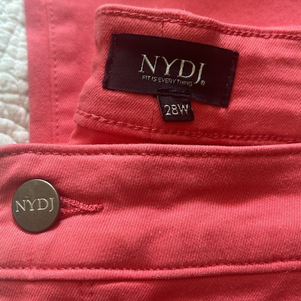 NYDJ PLUS Marilyn Straight Ankle Denim Jeans Pink Punch Lift N Tuck, Women’s 28W - Picture 5 of 6